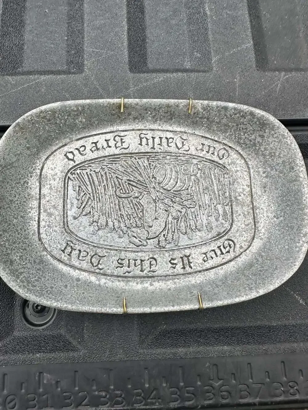 C.C. Campbell Vintage Pewter 'Give Us This Day Our Daily Bread' Serving Tray